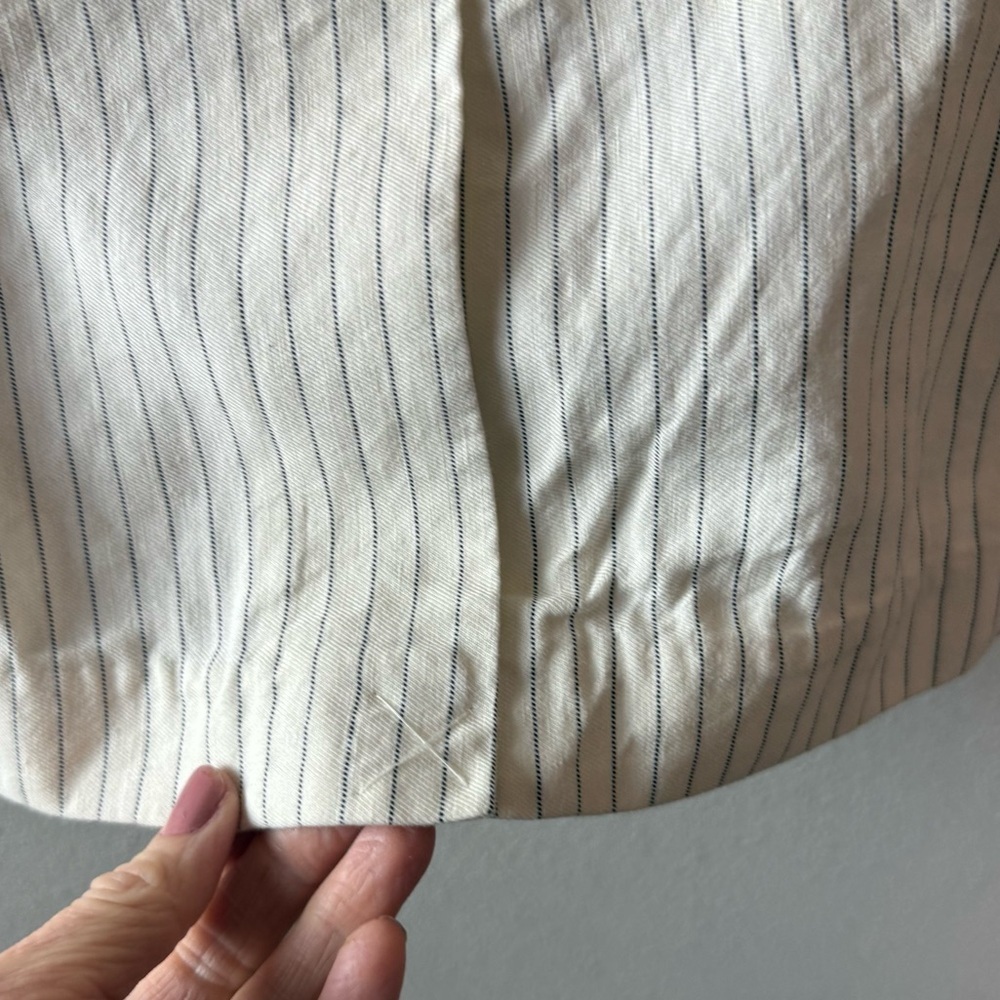 Rag & Bone Blazer Ivory Navy Pinstriped Linen Cotton Blend Business Casual Sz 6 - Picture 16 of 16